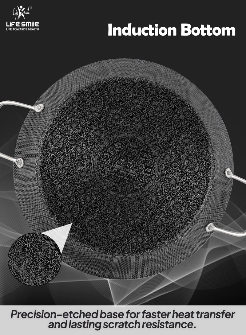 Life Smile 32cm Hybrid Stainless Steel Non-Stick Paella Pan with Induction Base (2.8L) - Image 2